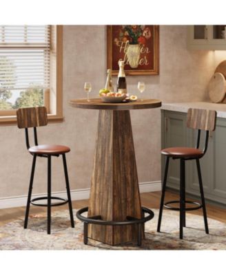 Bar Table, 37.4" High Round Pub Table for Small Spaces, Kitchen, Dining Room (Only Table)
