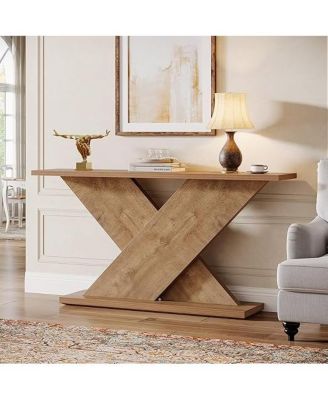 63" Console Table, Farmhouse Wooden Couch Table Behind Sofa with Storage, Long Entryway Sofa Station