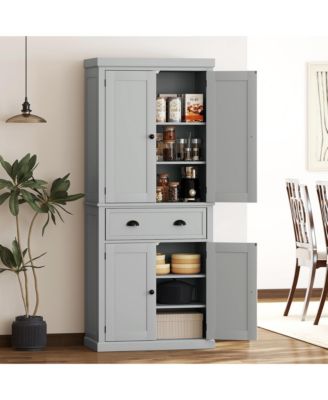 72.5" Kitchen Pantry Cabinet with 4 Doors, Drawer