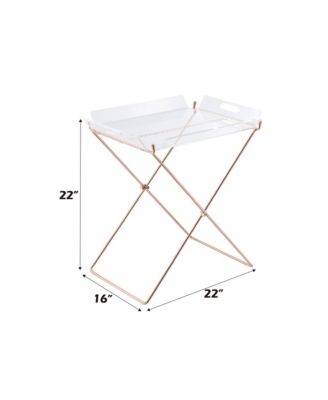 Rectangular Tray Table with Removable Clear Acrylic Top, Metal X-Frame Base, 100 lbs Capacity, Modern Accent Table