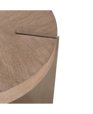 Harlow Living Room Chairside Table - Sandstone & Satin Nickel
