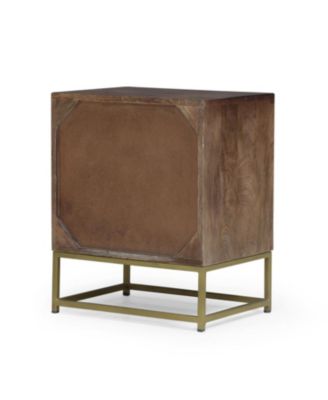 Gold Fish Scale 3-Drawer Mango Wood Contemporary Side Table