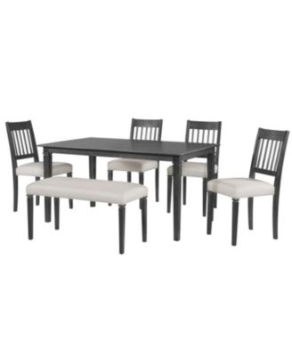 Retro 6-Piece Dining Set: Table, 4 Chairs & Bench