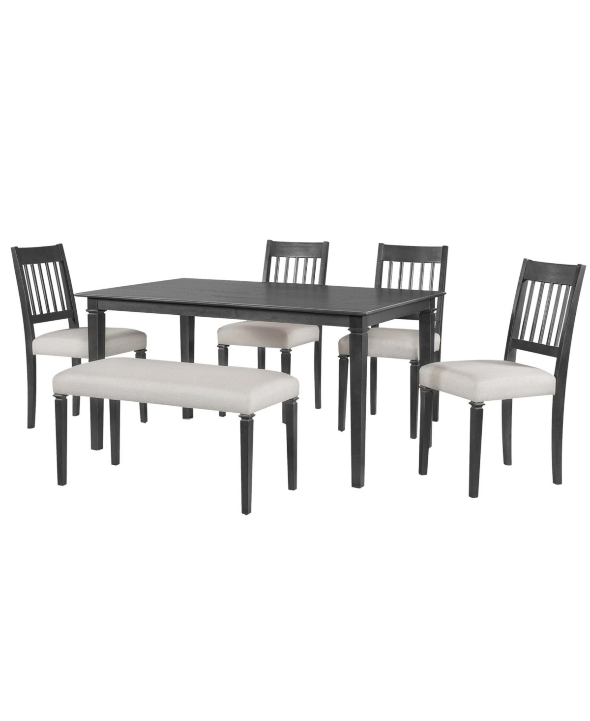 Streamdale Furniture Retro 6-Piece Dining Set: Table, 4 Chairs & Bench