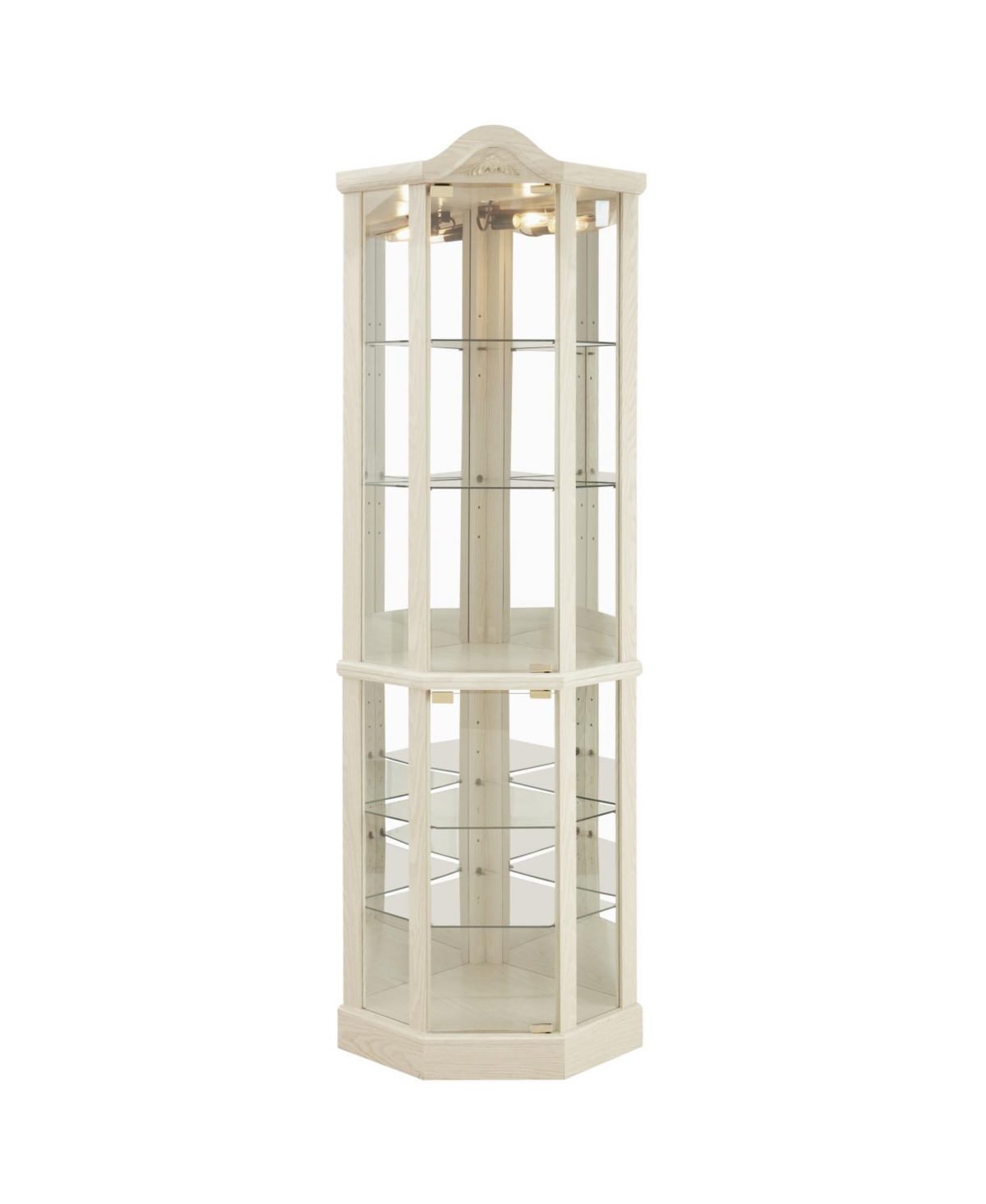 Streamdale Lighted Corner Curio Cabinet - Adjustable Shelves - White
