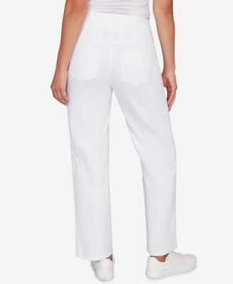 Petite Embroidered Stovepipe Pull On Jeans