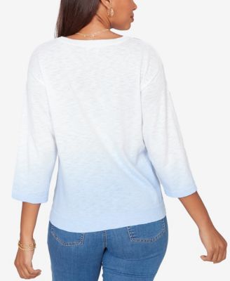 Petite Dip Dye Ombre Cotton Pullover Sweater