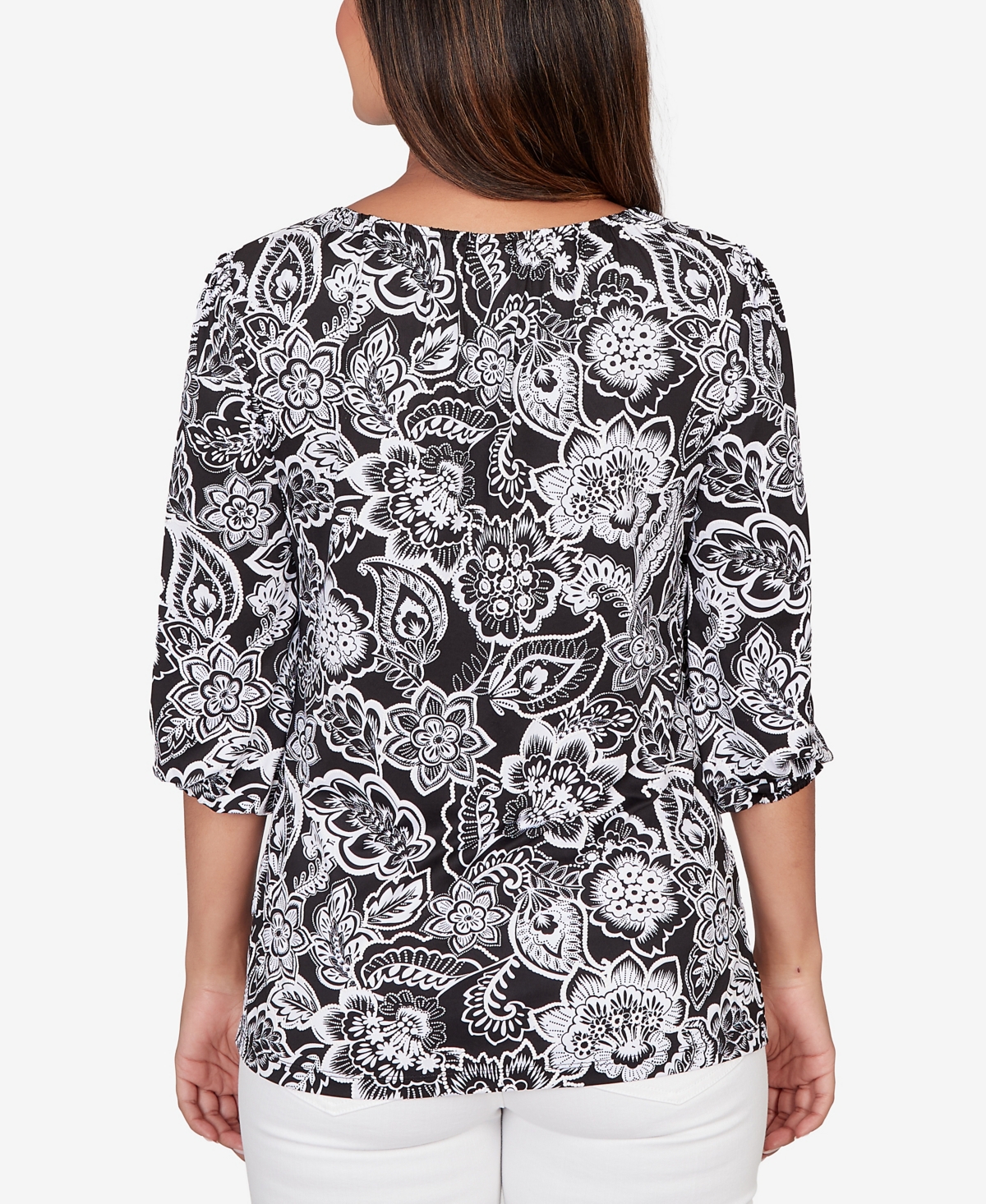 Ruby Rd. Petite Dotted Floral Puff Print Knit Top