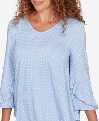 Petite Polka Dot Puff Print Knit Top