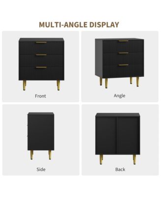 Fluted Dresser for Bedroom,Wooden Chest of Drawers with Metal Handle & Feet