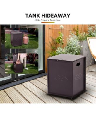 20LB Propane Tank Cover Table, Outdoor Weatherproof Tank Hideaway with Handles for Fire Pits