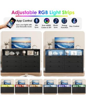 55" Rustic Brown 6-Drawer Wood Dresser, Modern Storage Organizer for Bedroom, Living Room, Closet & Entryway