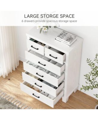 Dresser for Bedroom with 6 Drawers, 45" Tall Chests of Drawers with Storage, Large Drawer Dresser