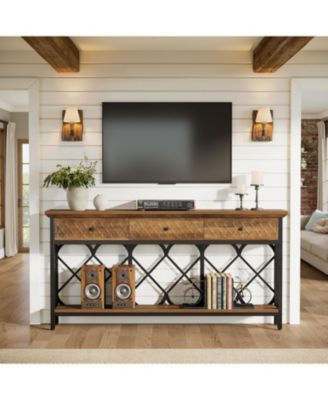 70.86" Extra Long Console Sofa Table with 3 Drawers, Industrial 2-Tier Entryway Table Behind The Couch for Living Room, Entryway