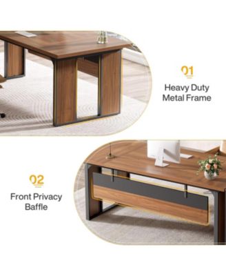 63   L-Shaped Executive Desk, Office Table with 39.37-Inch Drawers Cabinet, Large Computer Desk