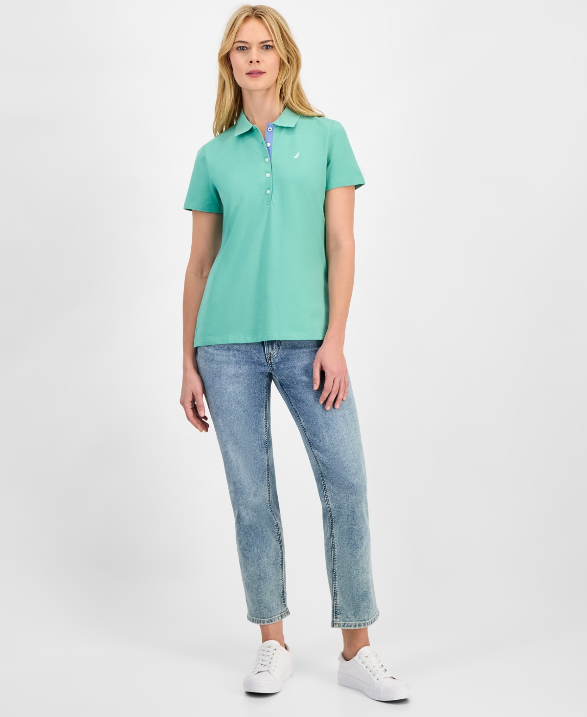 Nautica Jeans Women's Short-Sleeve Polo-Collar Shirt