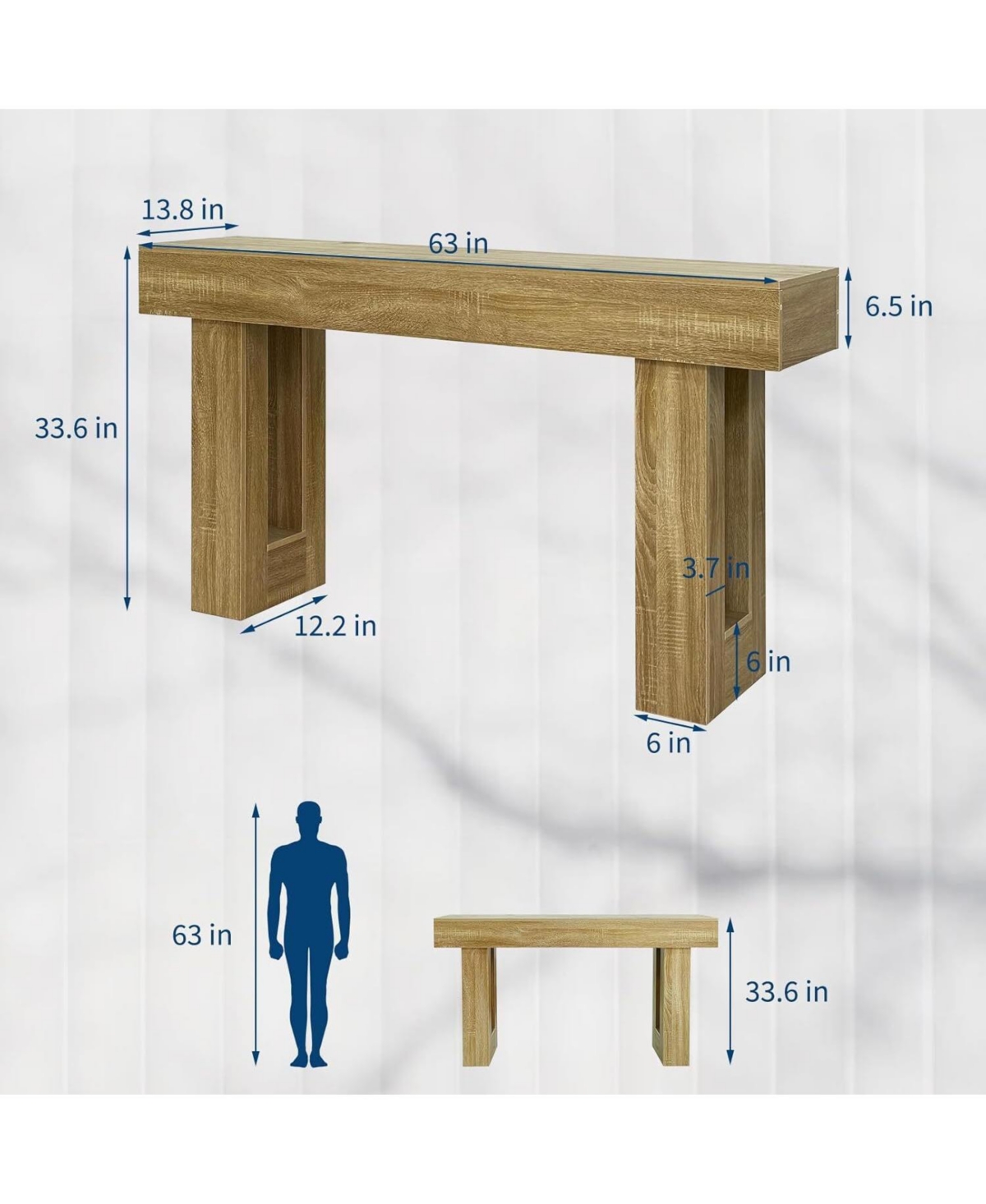 gaomon 63" Wood Console Table for Entryway, Rectangular Sofa Table Behind The Couch, Modern Farmhouse Console Tables