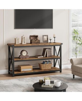 47" Long Console Table, 3-Tier Entryway Table with Storage Shelves, Rectangular Sofa Table for Entryway,"dustrial Entry Table for EntrywayBrown