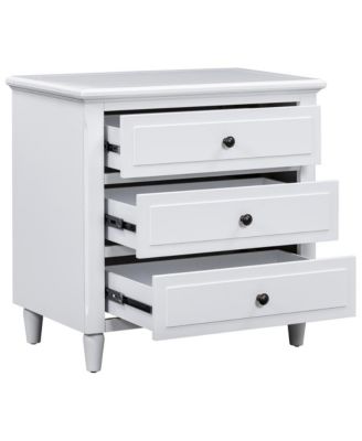 Nightstand with 3 Drawers Modern Bedside Table with Smooth Gliding Rails & Metal Handle