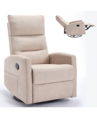 Manual Recliner Chair with Rocker and Swivel in Fabric for Living Room