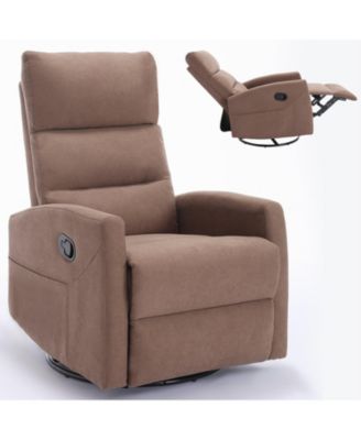 Manual Recliner Chair with Rocker and Swivel in Fabric for Living Room
