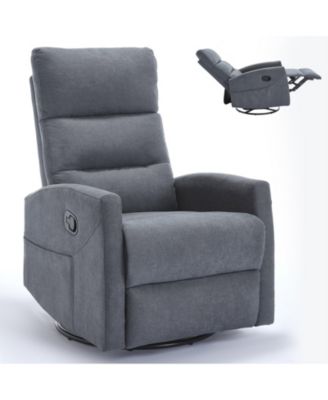 Manual Recliner Chair with Rocker and Swivel in Fabric for Living Room