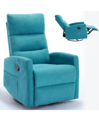 Manual Recliner Chair with Rocker and Swivel in Fabric for Living Room