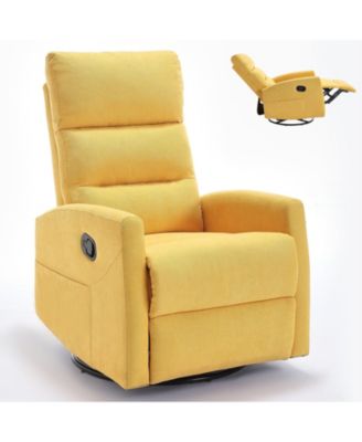 Manual Recliner Chair with Rocker and Swivel in Fabric for Living Room