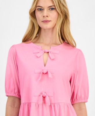 Women's Solid Bow Peplum Top