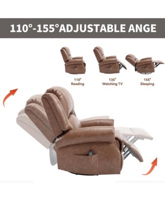 Faux Leather Recliner Chair Rocker Swivel Chair Manual Recliner with Heat & Massage