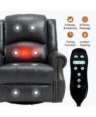 Faux Leather Recliner Chair Rocker Swivel Chair Manual Recliner with Heat & Massage