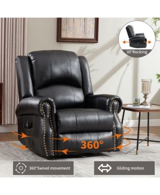 Faux Leather Recliner Chair Rocker Swivel Chair Manual Recliner with Heat & Massage