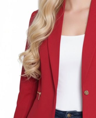Women's Cropped Long Sleeve Crepe Jacket