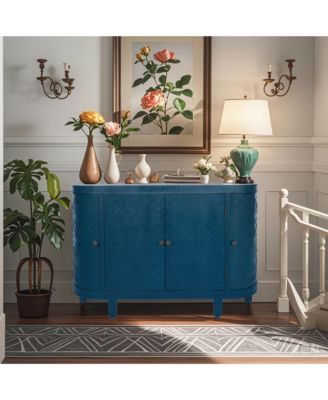 Handmade Fir Wood Shutter Accent Cabinet Rustic Walnut Sideboard Storage Buffet