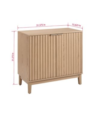 1 Pc. Natural Wood  Fluted Design with Brass Handles  Accent Cabinet