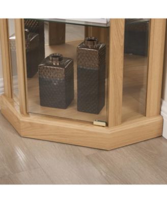 Lighted Corner Curio Cabinet - Light Oak