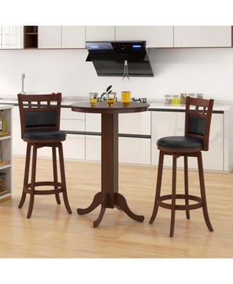 30 Inch Wood Pub Round Dining Table with Pedestal Base Kitchen Diner Table