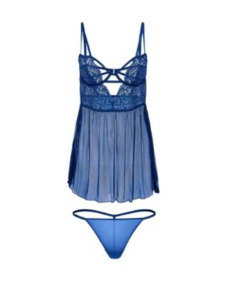 Plus Size Rae Unlined Babydoll & G-String Set Lingerie