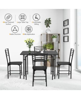 5 Pcs Modern Dining Table Set 4 Chairs Steel Frame Home Kitchen Furniture