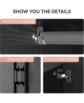 Black Armoire Wardrobe Closet with 2 Doors and 2 Drawers