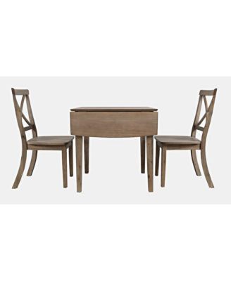 Eastern Tides Coastal Wire-Brushed Wood Three Piece Cross-Back Dining Set