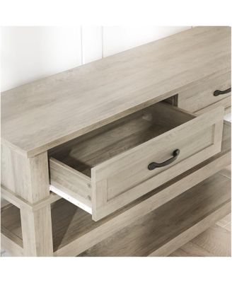 Entryway Table, Console Table with 2 Storage Drawers, 3-Tier Farmhouse Wooden Sofa Table, Hallway Tables for Entryway Living Room, Grey