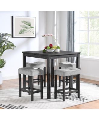 Industrial 5 Piece Dining Table Set with 4 Stools 36Inch Square Table and Space Saving Design for Kitchen Dining Room and Game Room