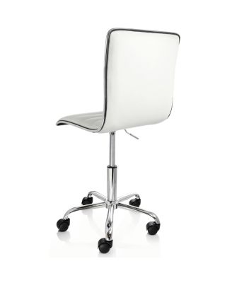 Faux Leather Adjustable Rolling Office Chair in White