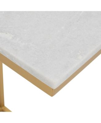 Aurora Solid Marble Modern Luxury Glam Accent C-Table (Set of 2)