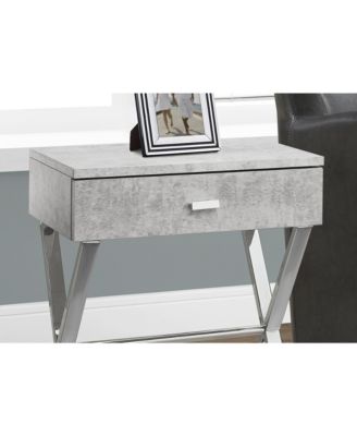 Accent Table, Side, End, Nightstand, Lamp, Storage Drawer, Living Room, Bedroom, Grey Laminate, Chrome Metal, Contemporary, Modern