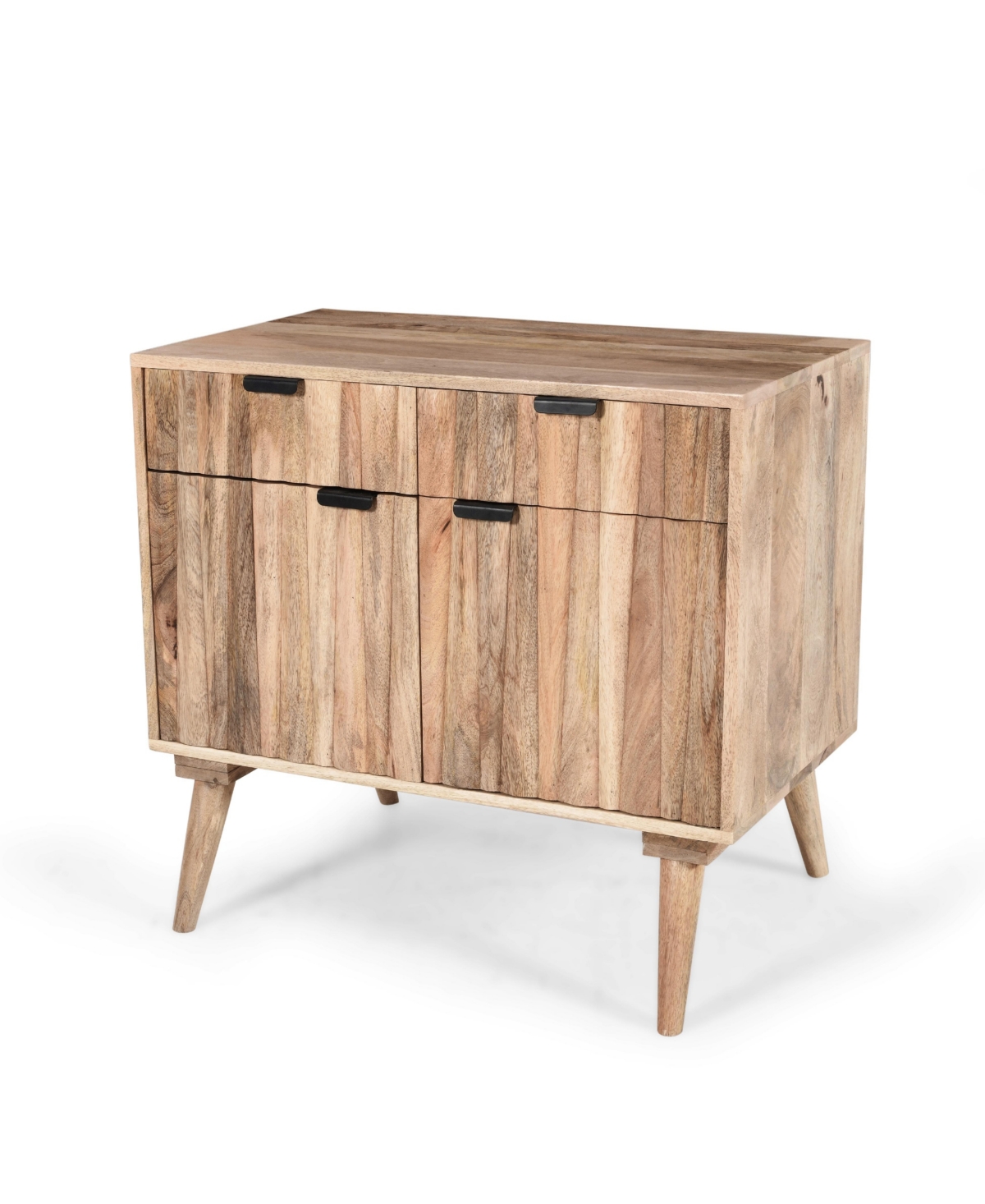 Lovmor Natural Mango Wood Furniture with Smart Storage Drawers Dual Cabinets and Safety Restraint System