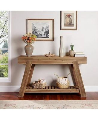 62.9-Inch Solid Wood Console Table for Entryway, Long Narrow Sofa Couch Table with Storage