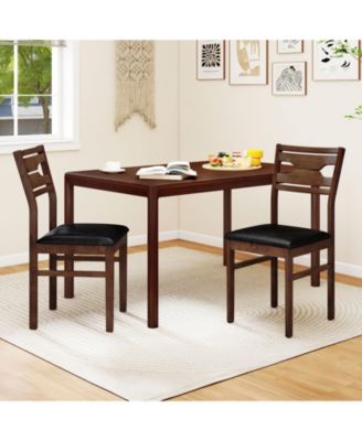 Dining Chair Set of 4 w/ Rubber Wood Frame Padded Seat Curved Backrest