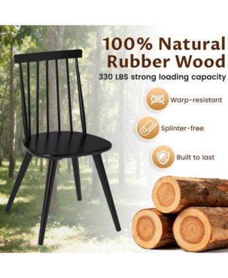 Windsor Dining Chairs Set of 2 w/Rubber Wood Frame High Spindle Back for Home
